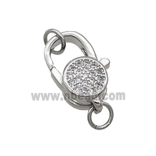 Copper Lobster Clasp Pave Zircon Platinum Plated