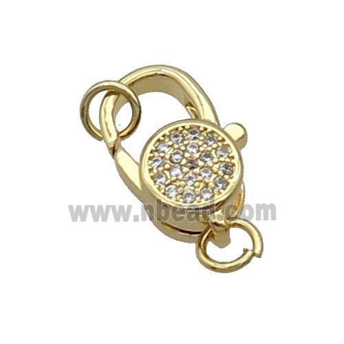 Copper Lobster Clasp Pave Zircon Gold Plated