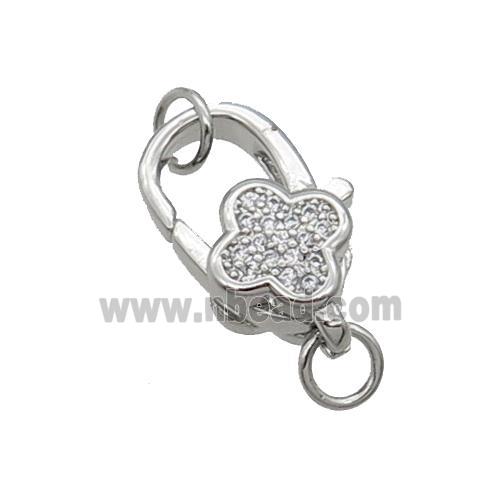 Copper Lobster Clasp Pave Zircon Platinum Plated