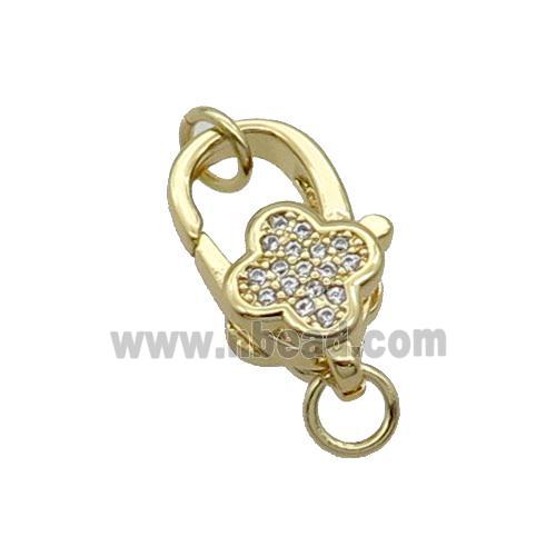 Copper Lobster Clasp Pave Zircon Gold Plated