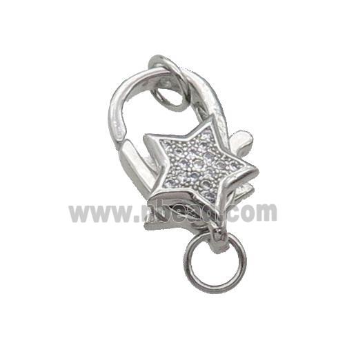 Copper Lobster Clasp Pave Zircon Platinum Plated