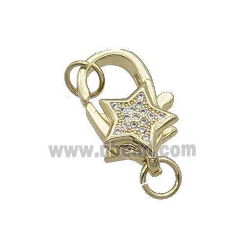 Copper Lobster Clasp Pave Zircon Gold Plated