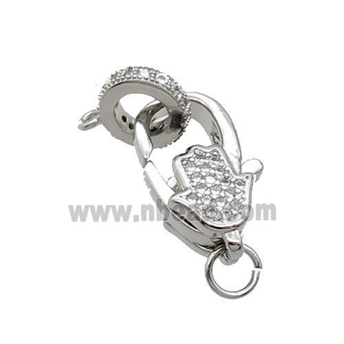 Copper Lobster Clasp Pave Zircon Platinum Plated