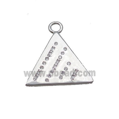 Copper Triangle Pendant Pave Zircon Platinum Plated