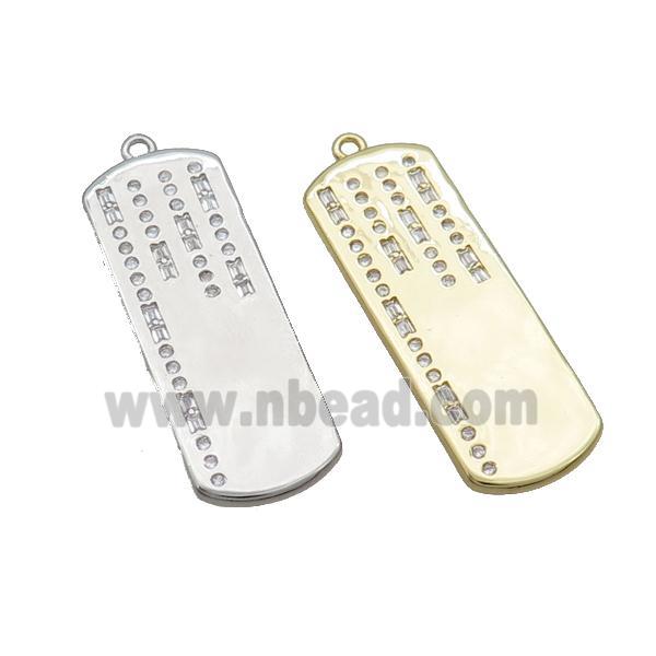 Copper Rectangle Pendant Pave Zircon Mixed