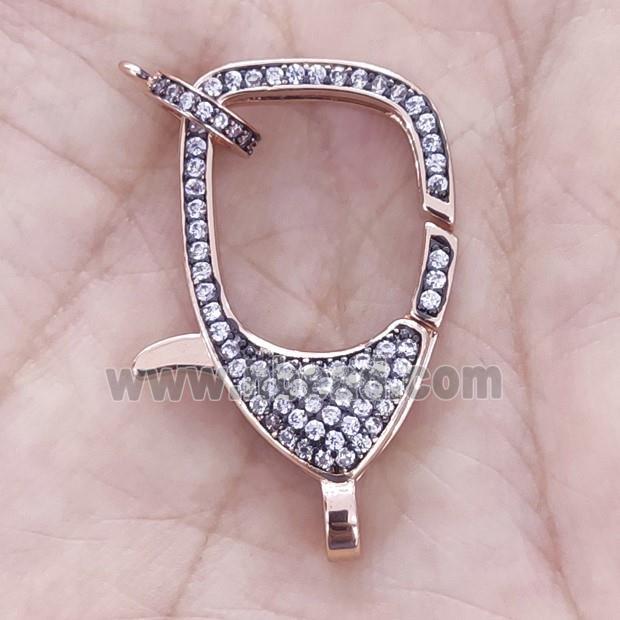 Copper Lobster Clasp Pave Zircon Rose Gold