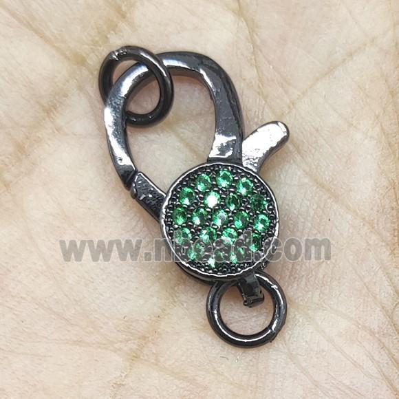 Copper Lobster Clasp Pave Green Zircon Black Plated