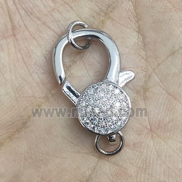 Copper Lobster Clasp Pave Zircon Platinum Plated