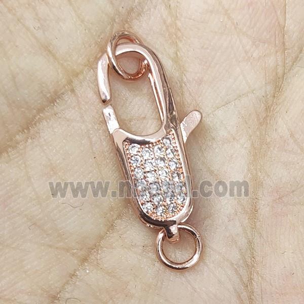 Copper Lobster Clasp Pave Zircon Rose Gold