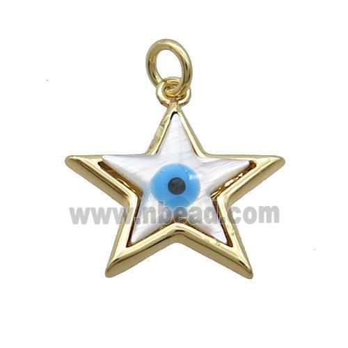 Copper Star Pendant Pave Shell Evil Eye Gold Plated