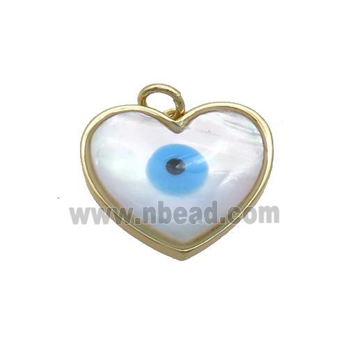 Copper Heart Pendant Pave Shell Evil Eye Gold Plated
