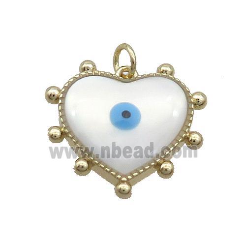Copper Heart Pendant Pave Shell Evil Eye Gold Plated