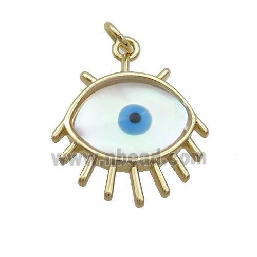 Copper Eye Pendant Pave Shell Evil Eye Gold Plated