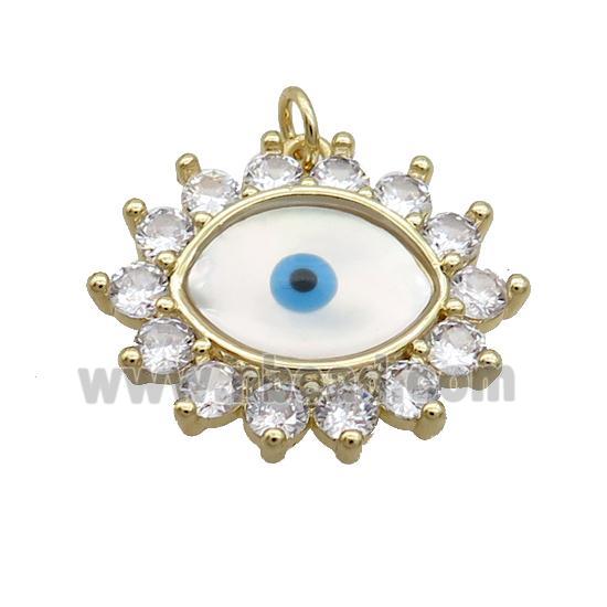 Copper Eye Pendant Pave Shell Evil Eye Gold Plated