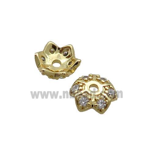 Copper Beadcaps Pave Zircon Gold Plated