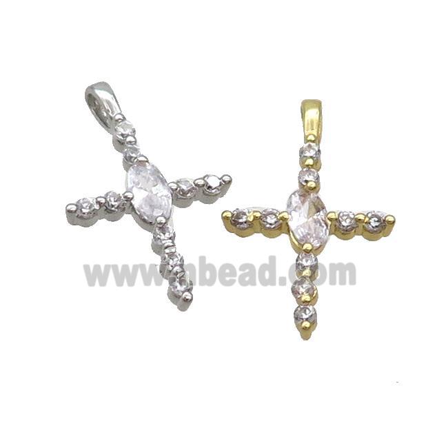 Copper Cross Pendant Pave Zircon Mixed