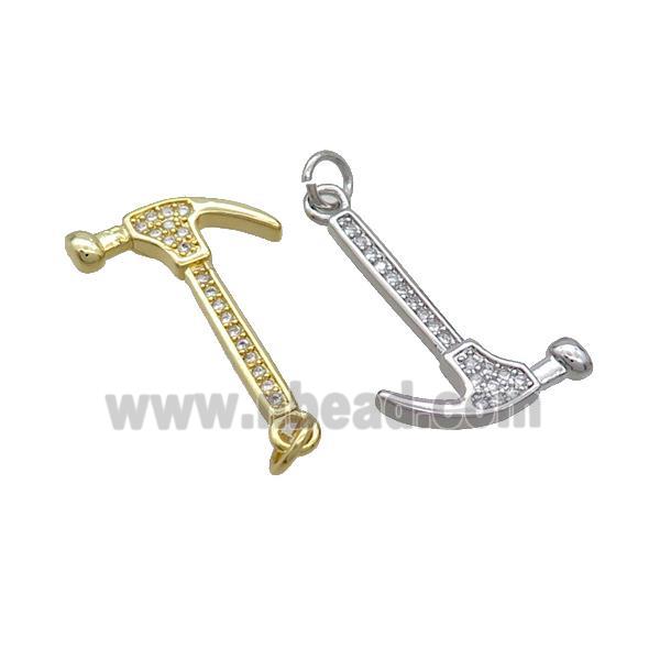 Copper Hammer Tools Pendant Pave Zircon Mixed