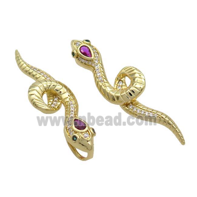 Copper Snake Pendant Pave Zircon Gold Plated