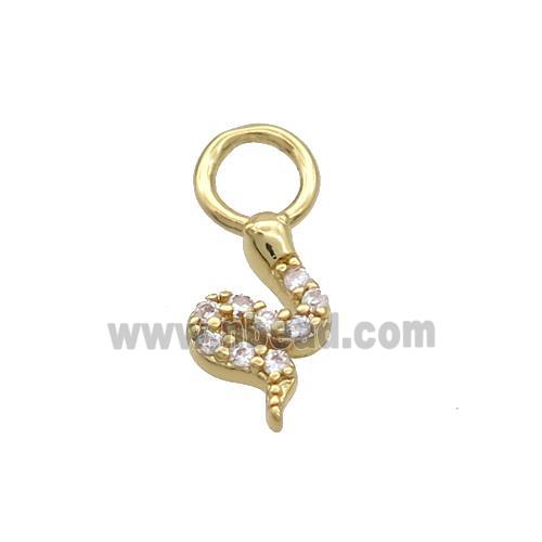 Copper Snake Pendant Charms Pave Zircon Gold Plated