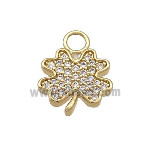 Copper Clover Pendant Pave Zirconia Gold Plated