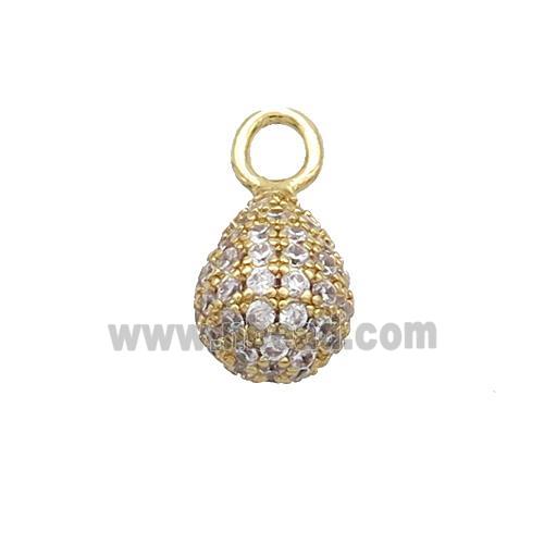 Copper Teardrop Pendant Pave Zircon Gold Plated