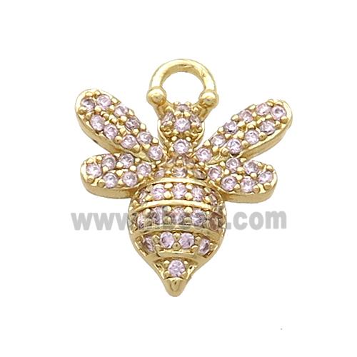 Copper Honeybee Pendant Pave Zircon Gold Plated