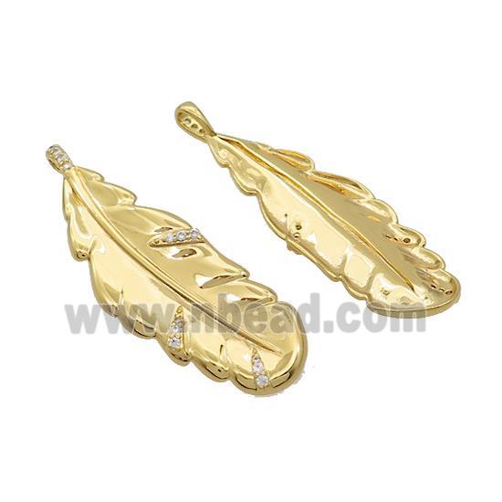 Copper Leaf Pendant Pave Zircon Gold Plated