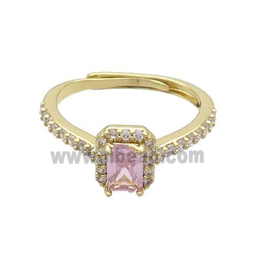 Copper Rings Pave Zircon Adjustable Gold Plated