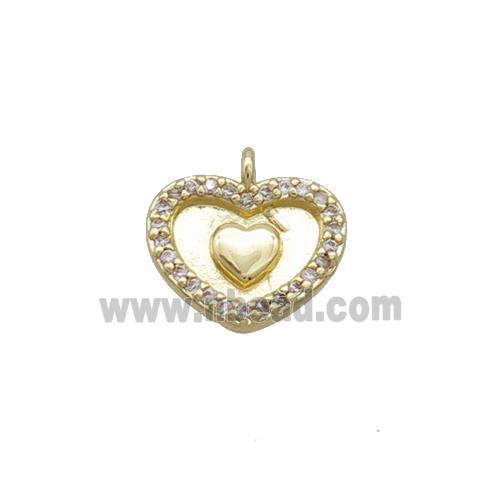 Copper Heart Pendant Pave Zircon Gold Plated