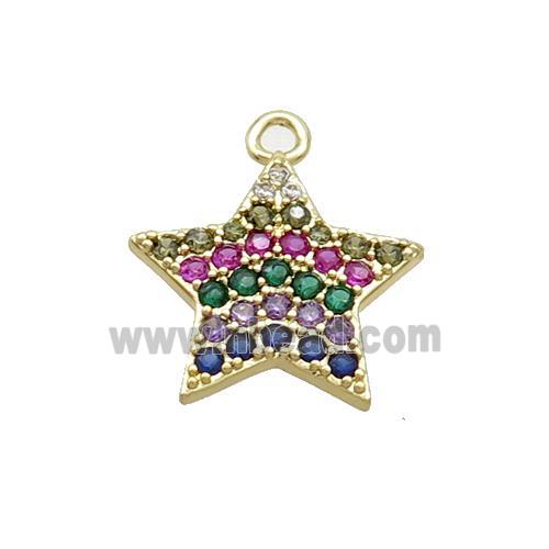 Copper Star Pendant Pave Zircon Multicolor Gold Plated