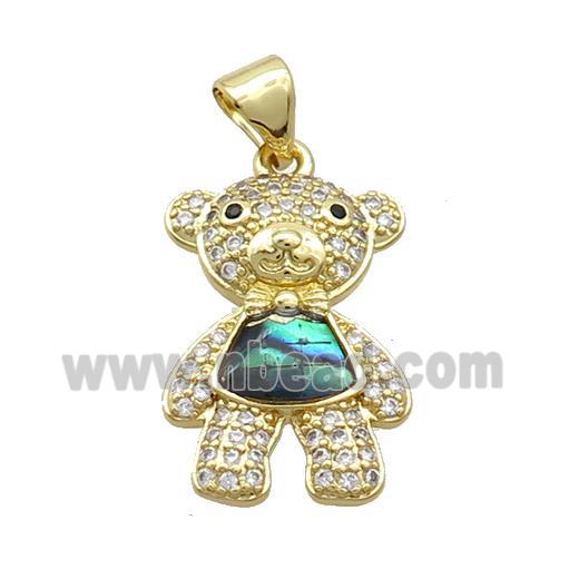 Copper Bear Pendant Pave Zircon Gold Plated