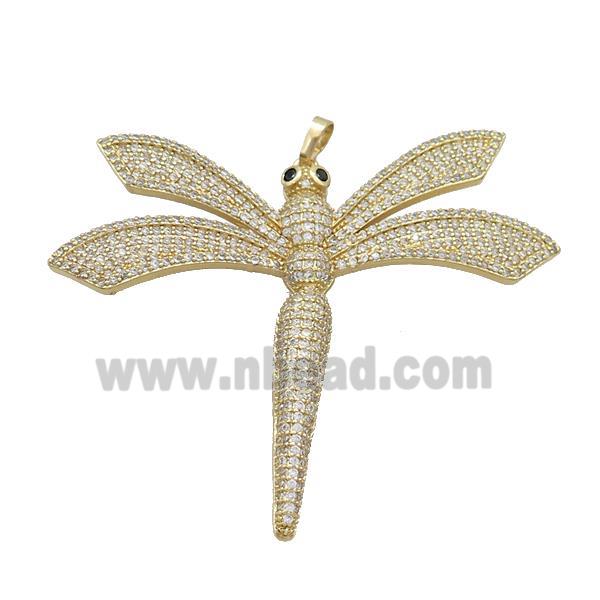 Copper Dragonfly Pendant Pave Zircon Gold Plated