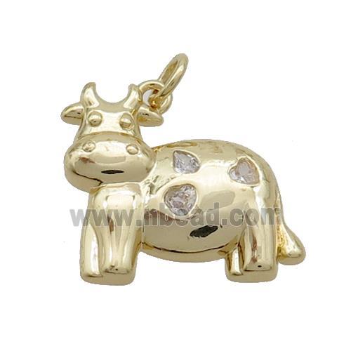 Copper Bull Pendant Pave Zircon Gold Plated