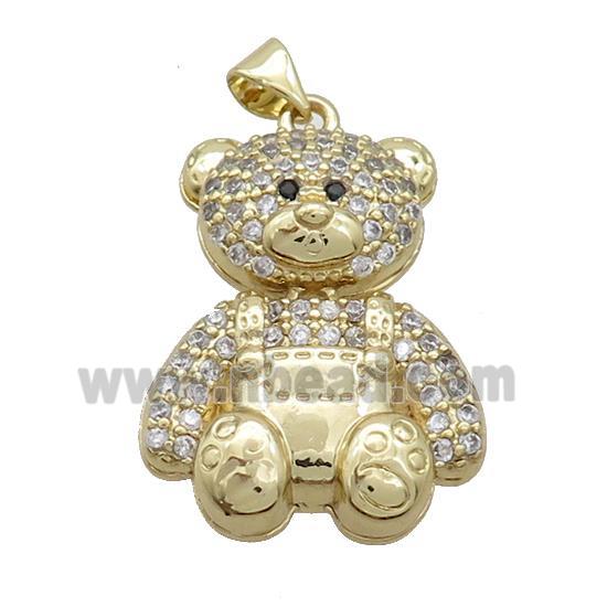 Copper Bear Pendant Pave Zircon Gold Plated