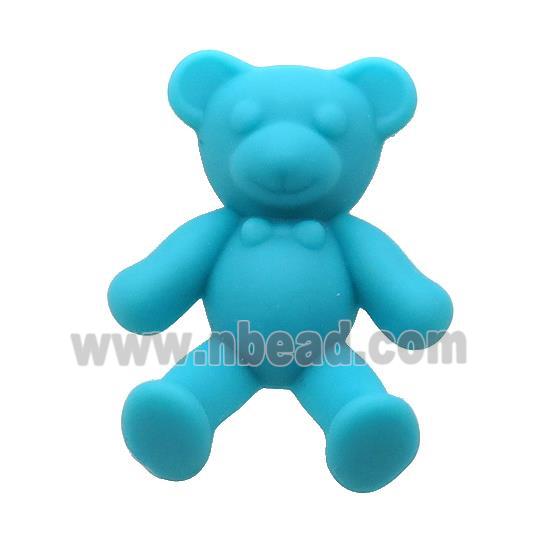 Teal Resin Bear Pendant Matte