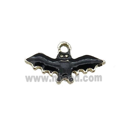 Copper Bat Charms Pendant Black Enamel Halloween Gold Plated