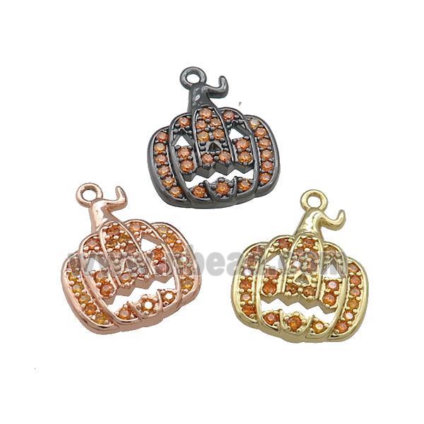 Copper Pumpkin Pendant Pave Orange Zircon Halloween Mixed