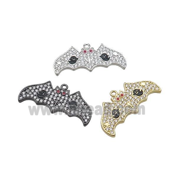 Copper Bat Pendant Pave Zircon Halloween Charms Mixed