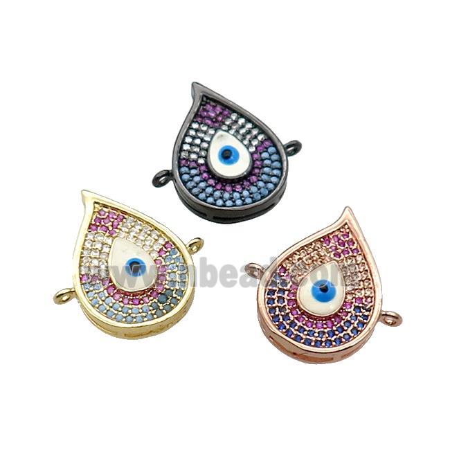 Copper Flame Connector Pave Zircon Multicolor Evil Eye Mixed