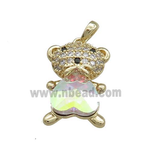 Copper Mouse Pendant Pave Zircon Crystal Glass Gold Plated