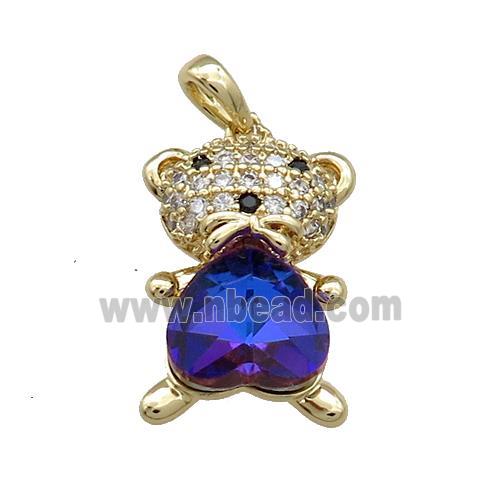 Copper Mouse Pendant Pave Zircon Crystal Glass Gold Plated