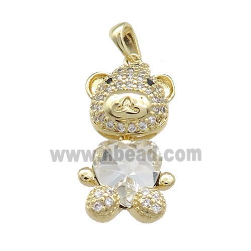 Copper Mouse Pendant Pave Zircon Crystal Glass Gold Plated