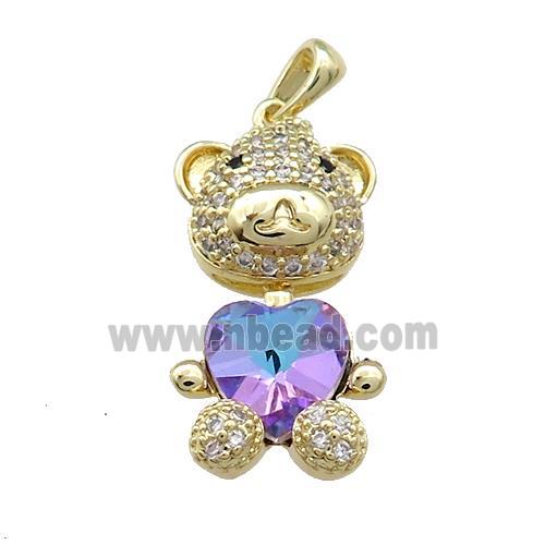 Copper Mouse Pendant Pave Zircon Crystal Glass Gold Plated