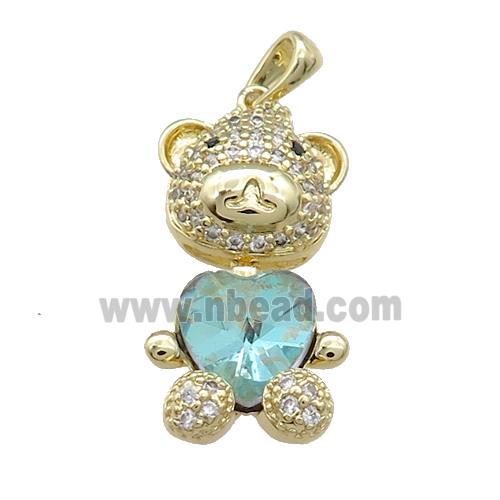 Copper Mouse Pendant Pave Zircon Crystal Glass Gold Plated