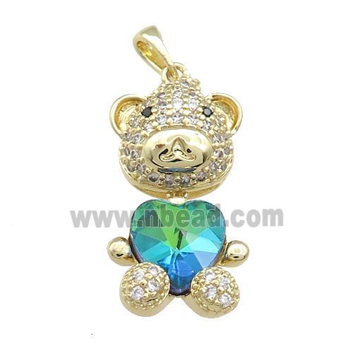 Copper Mouse Pendant Pave Zircon Crystal Glass Gold Plated