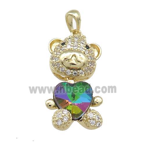 Copper Mouse Pendant Pave Zircon Crystal Glass Gold Plated