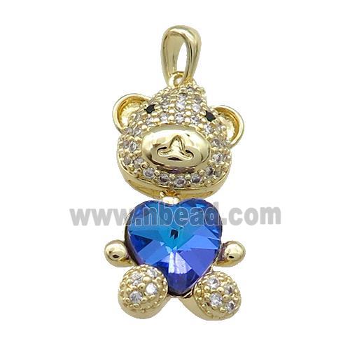 Copper Mouse Pendant Pave Zircon Crystal Glass Gold Plated