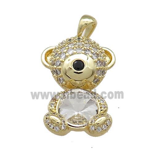 Copper Mouse Pendant Pave Zircon Crystal Glass Gold Plated