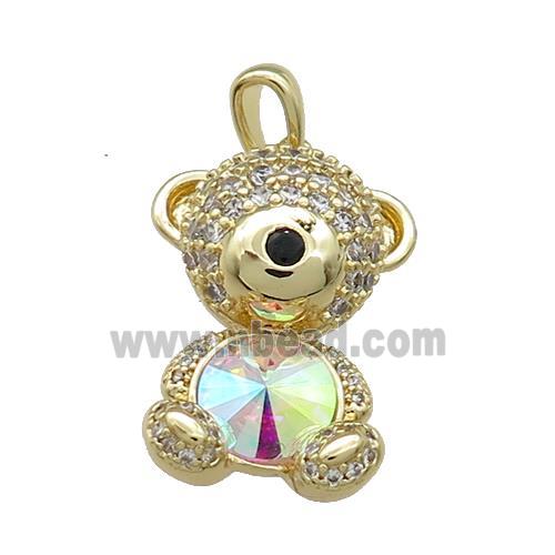 Copper Mouse Pendant Pave Zircon Crystal Glass Gold Plated