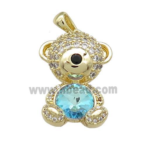 Copper Mouse Pendant Pave Zircon Crystal Glass Gold Plated